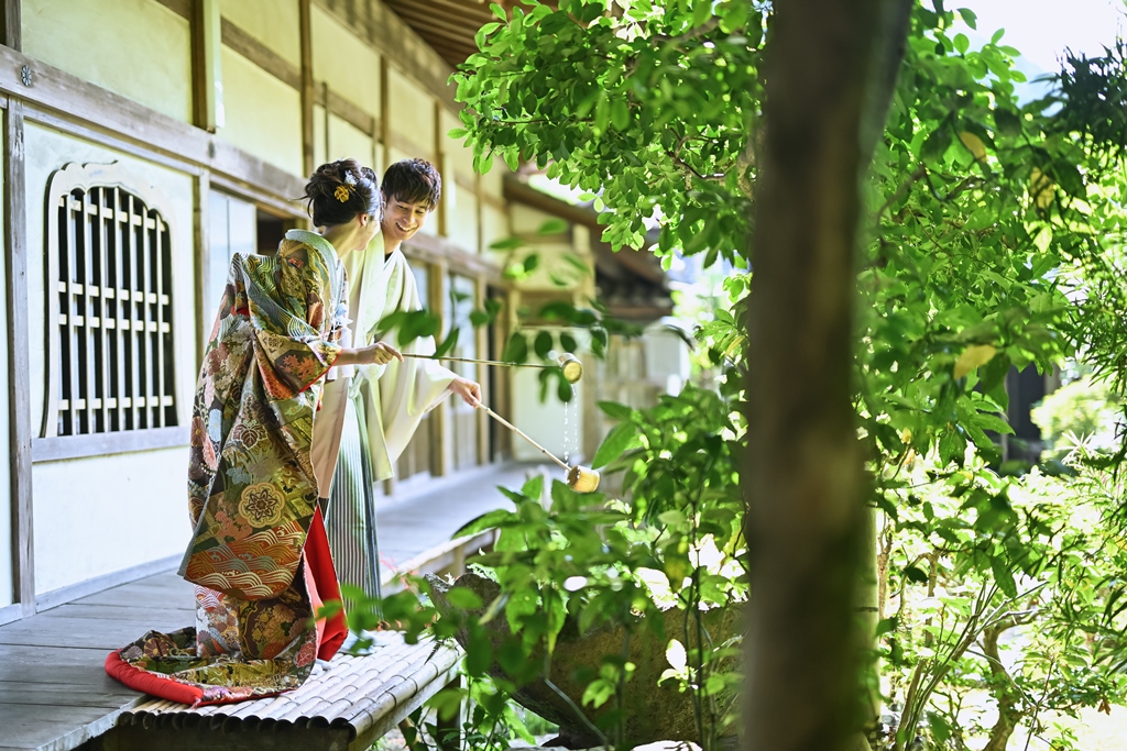 京都の毘沙門堂で撮った結婚写真