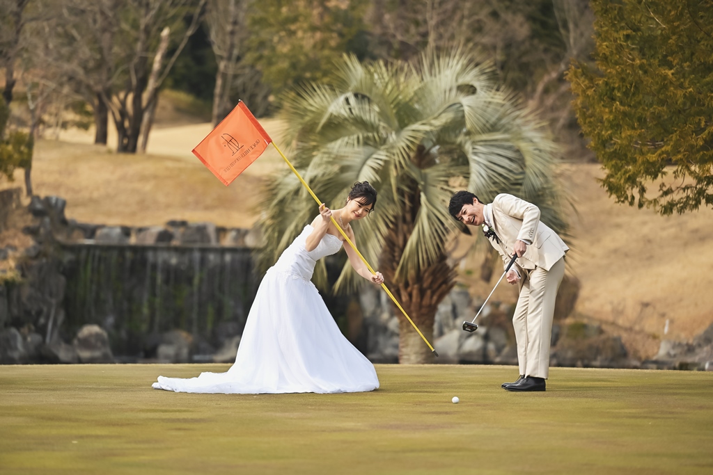 ゴルフ場で前撮り