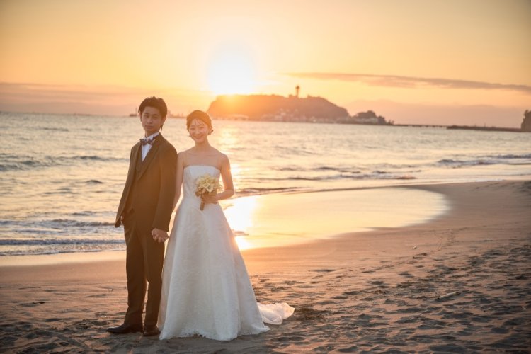 七里ガ浜で前撮り撮影