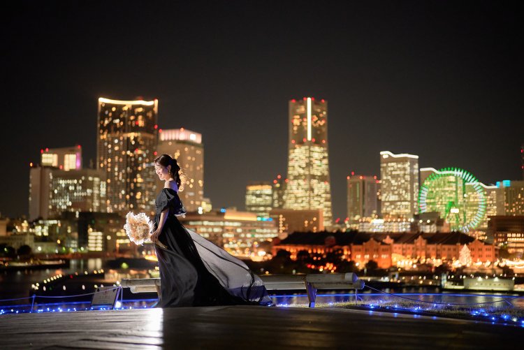 大さん橋で夜景ショット