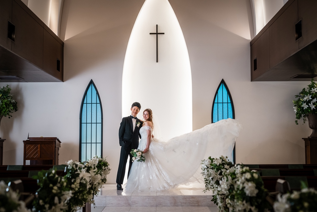 表参道のチャペル撮った結婚写真